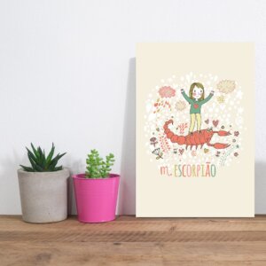 Placa Decorativa MDF Infantil Signo Escorpião 20x30cm