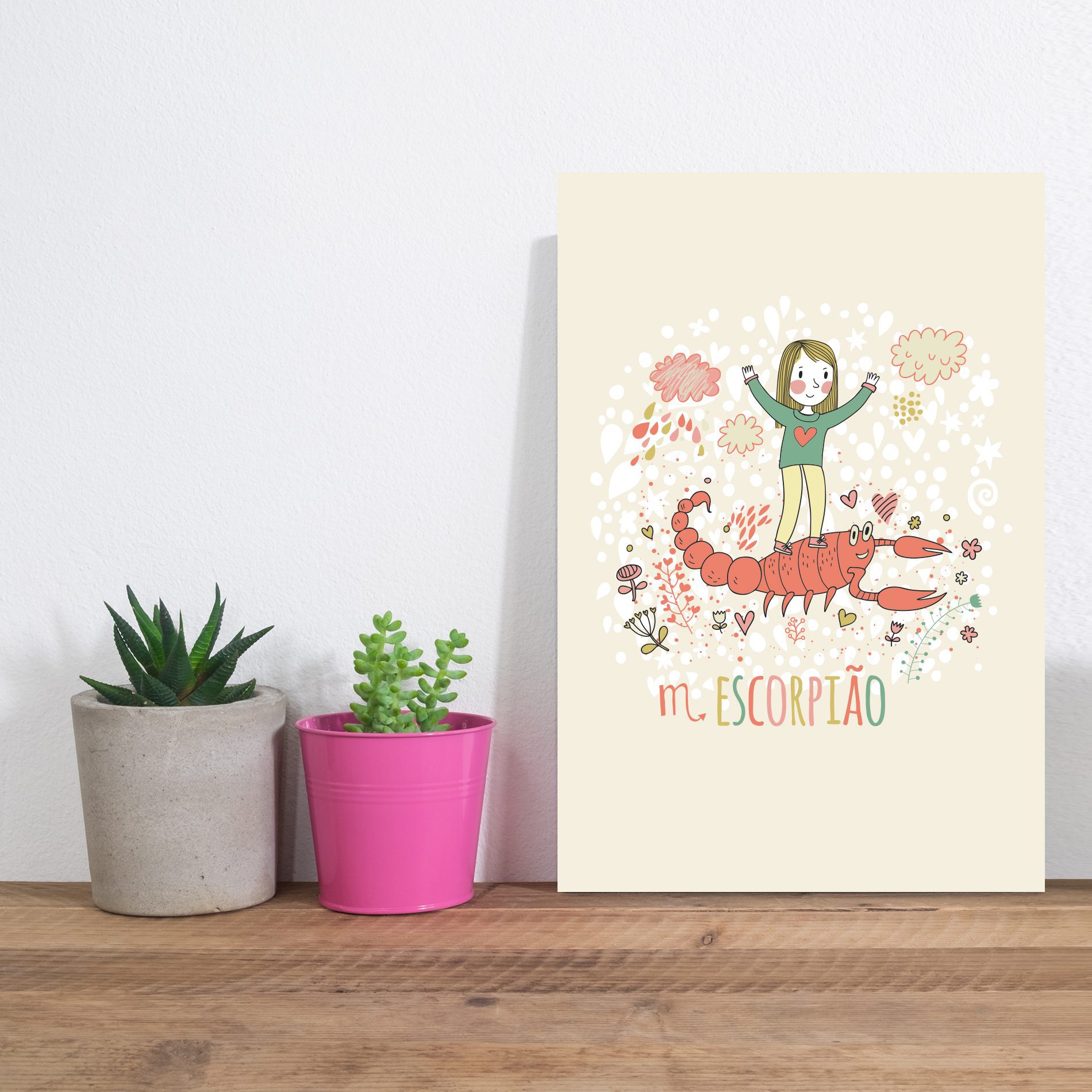 Placa Decorativa MDF Infantil Signo Escorpião 20x30cm