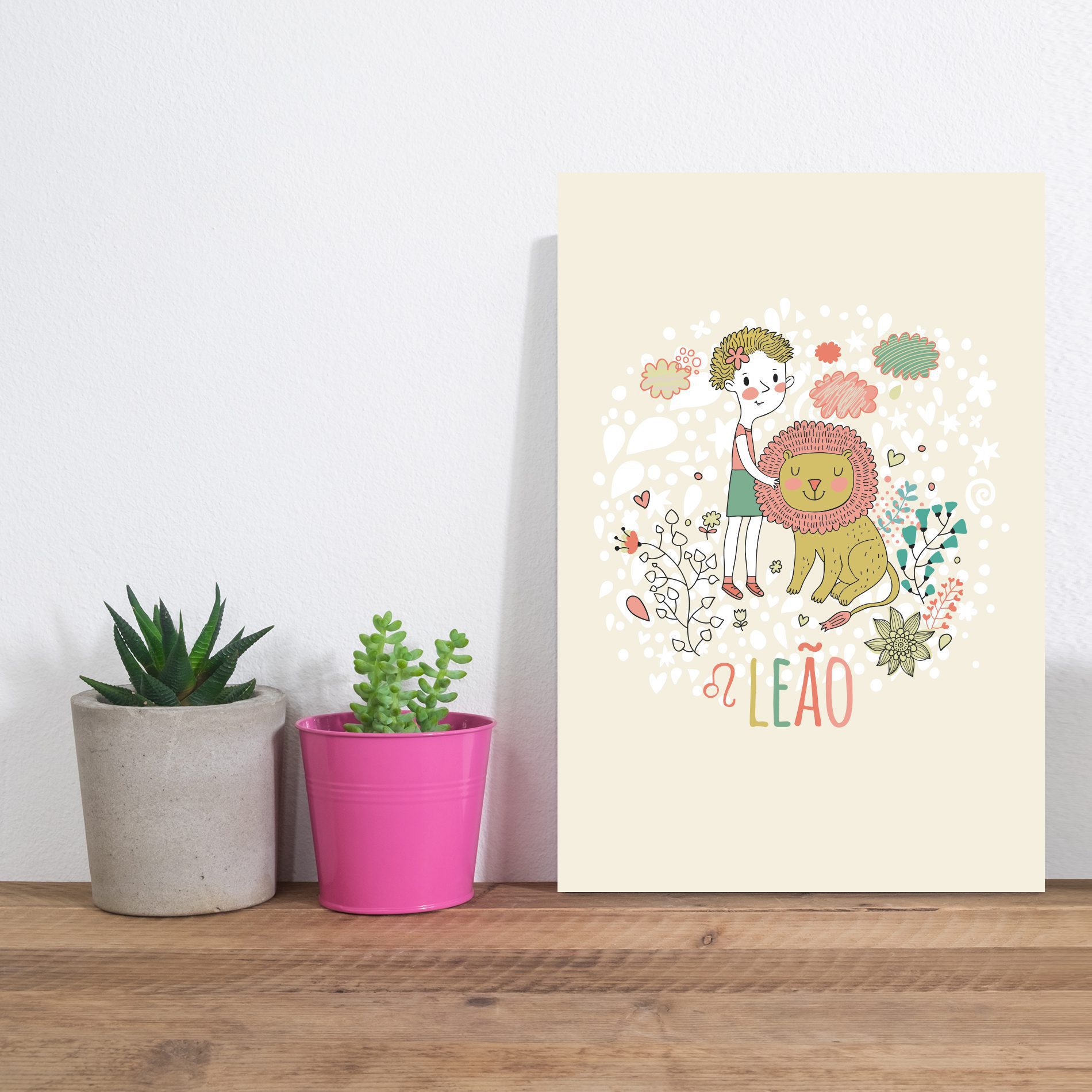 Placa Decorativa MDF Infantil Signo Leão 20x30cm
