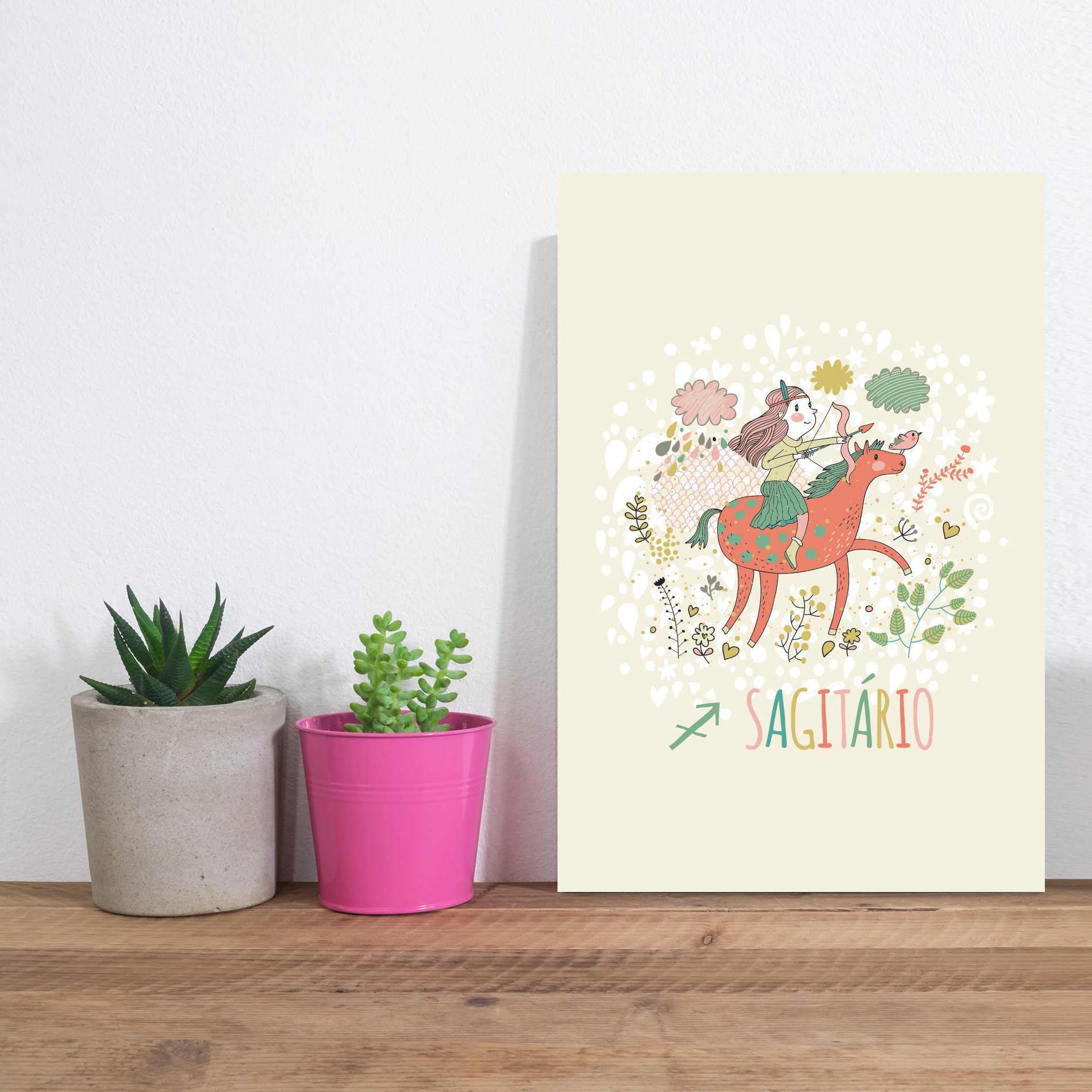 Placa Decorativa MDF Infantil Signo Sagitário 20x30cm