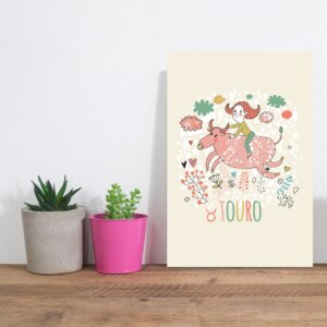 Placa Decorativa MDF Infantil Signo Touro 20x30cm