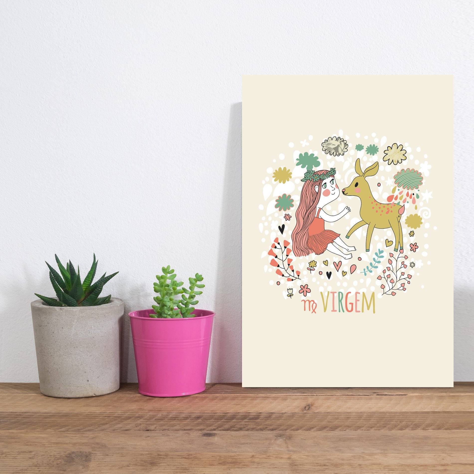 Placa Decorativa MDF Infantil Signo Virgem 20x30cm