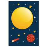 Placa Decorativa Infantil MDF Sistema Solar Sol 30x40cm