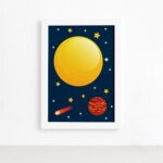 Quadro Decorativo Infantil Sistema Solar Sol 33x43cm