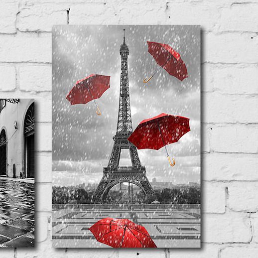 Kit Placa decorativa MDF Cidades em Detalhe Vermelho 20x30