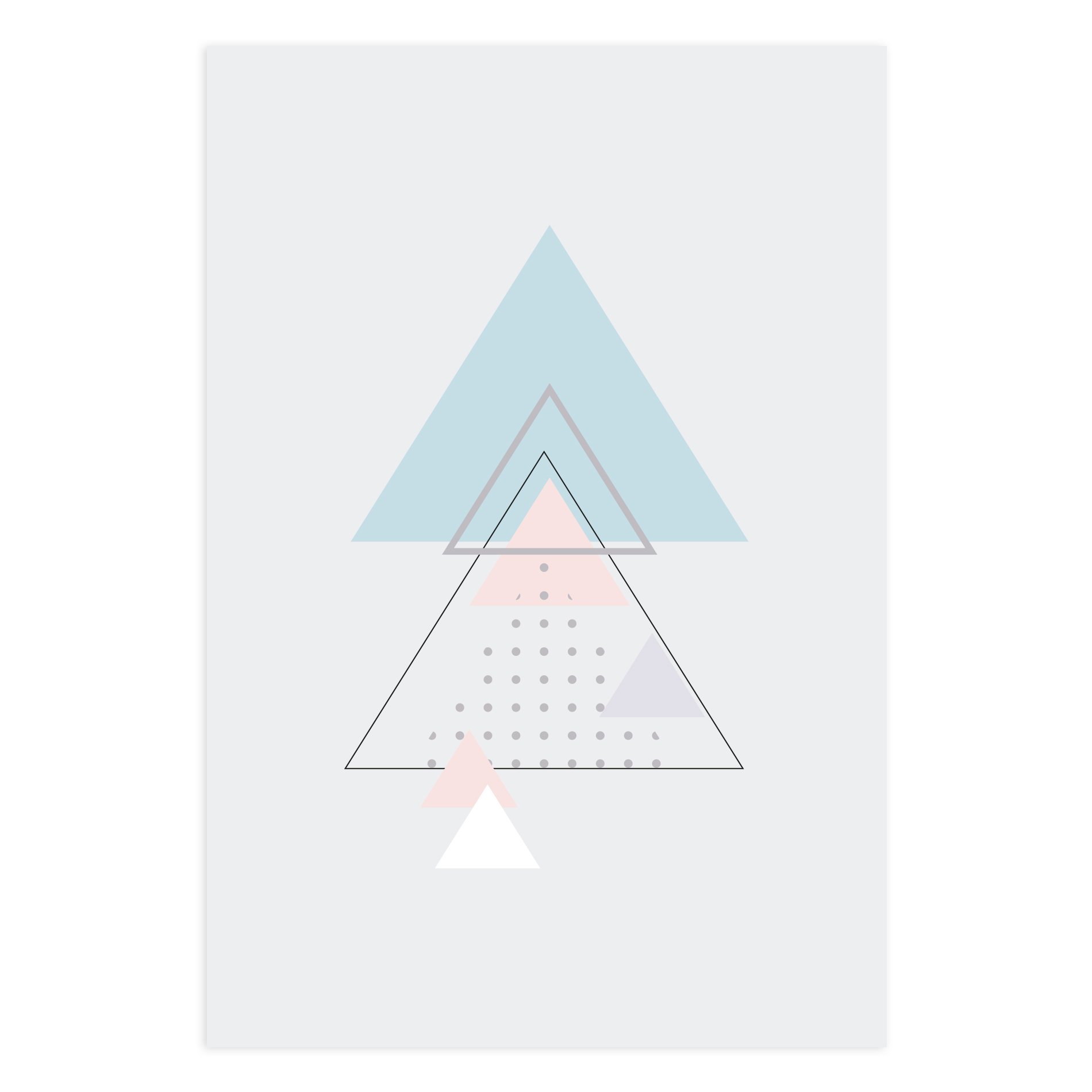 Placa Decoração Minimalista Triângulos Azul e Rosa 20x30cm