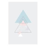 Placa Decoração Minimalista Triângulos Azul e Rosa 30x40cm