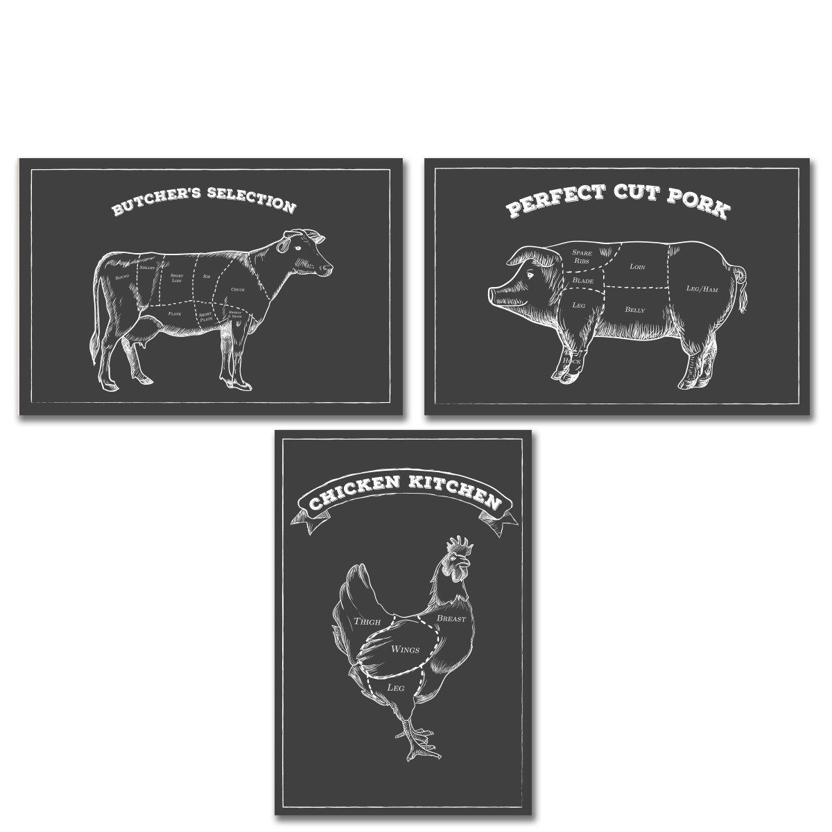 Kit Placa Decorativa MDF Churrasco Giz 3un