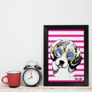 Quadro Decorativo com Moldura Preta Cachorro Beagle