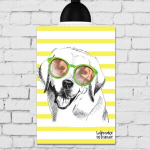 Placa Decorativa MDF Cachorro Fundo Amarelo