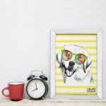 Quadro Sala Cachorro Labrador 22x32cm Moldura Branca