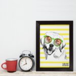 Quadro Decorativo com Moldura Preta Cachorro Labrador 22x32cm