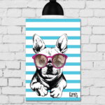 Placa Decorativa MDF Cachorro Fundo Azul 30x40