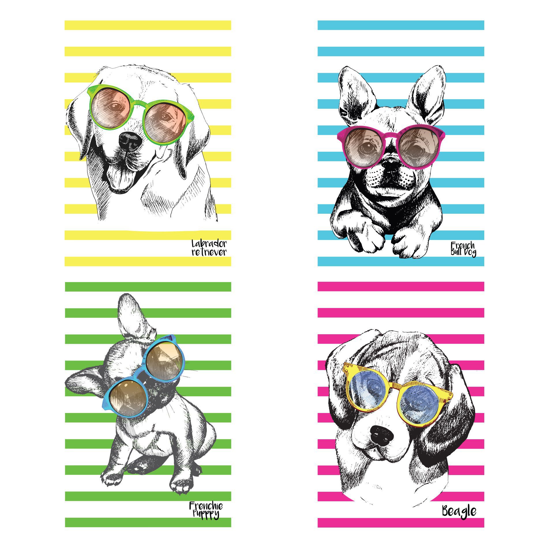 Kit Placa Decorativa MDF Cachorros 4unidades