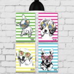 Placa Decorativa para Sala Cachorros MDF Kit 4un 30x40cm
