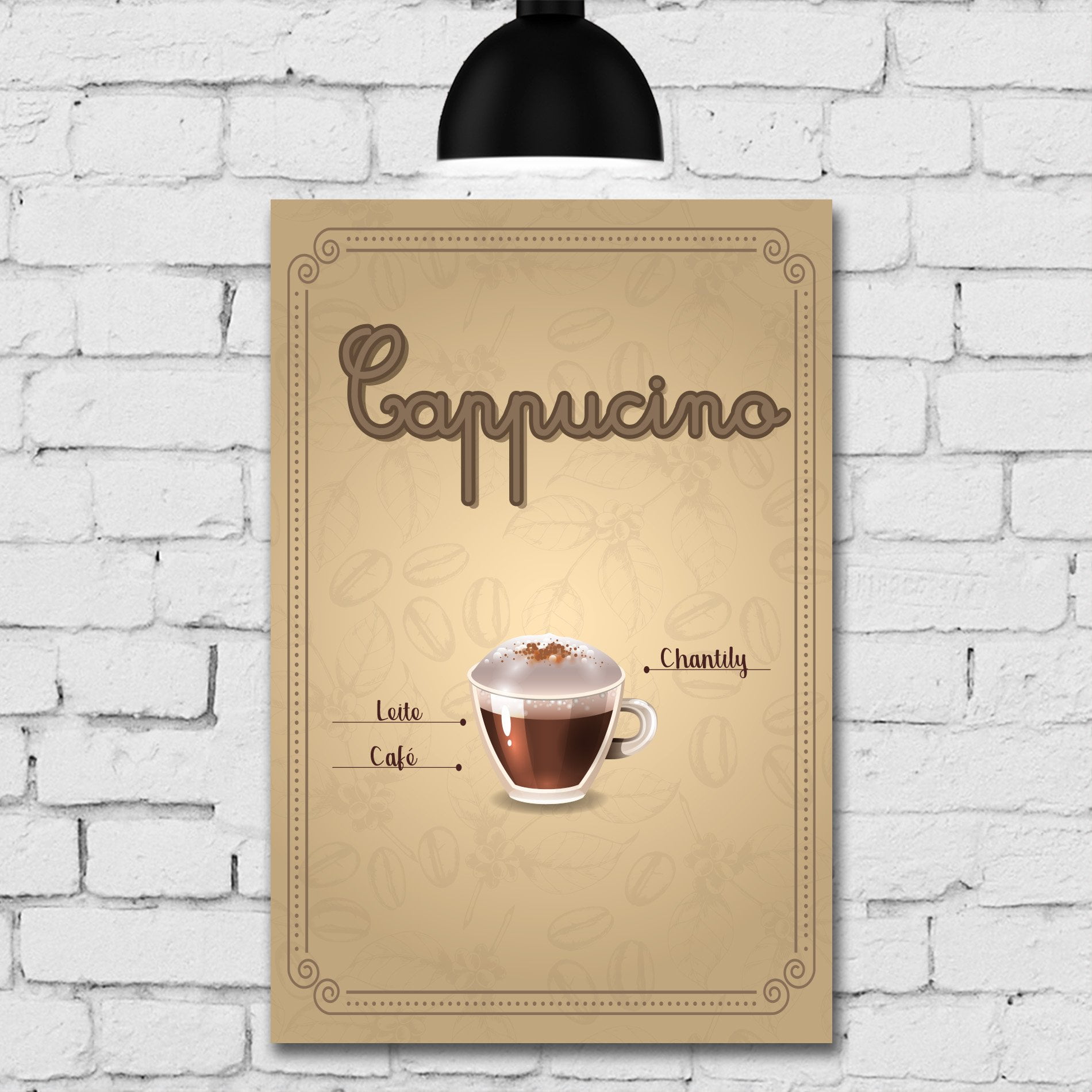 Placa Decorativa MDF Tipos de Café Cappucino