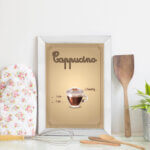 Quadro Cozinha Café Cappuccino 22x32 Moldura Branca