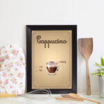 Quadro Cozinha Café Cappuccino 22x32 Moldura Preta