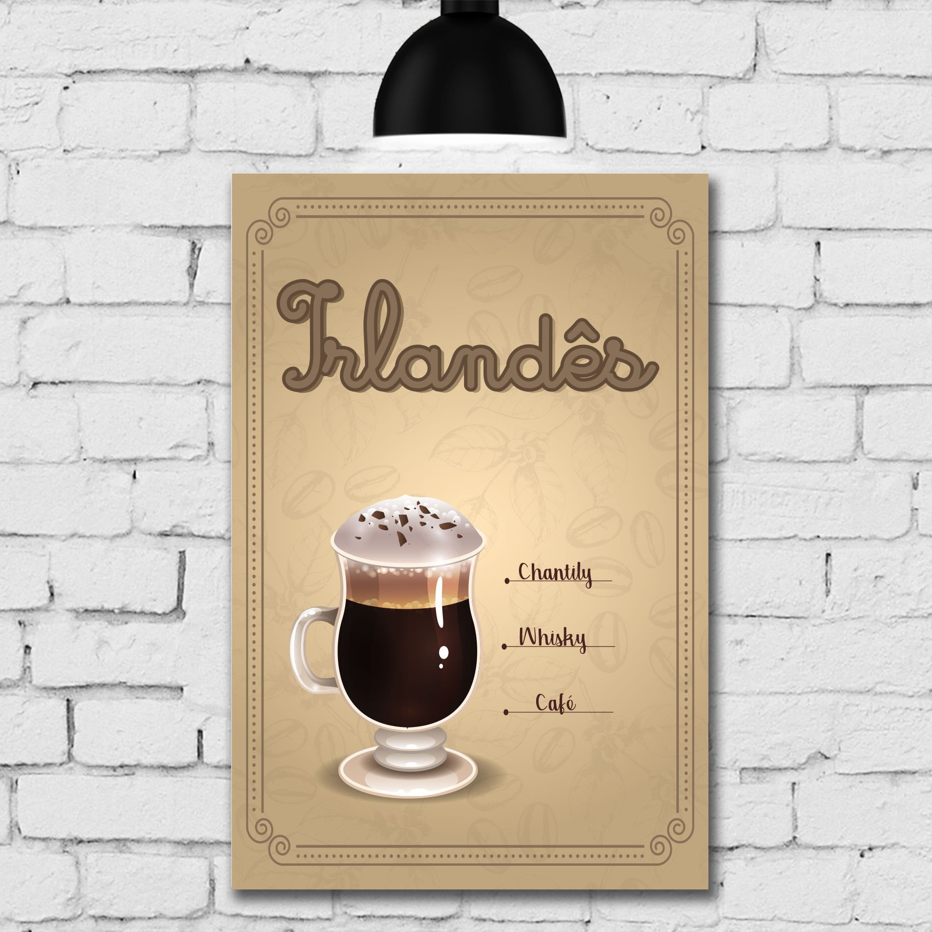 Placa Decorativa MDF Tipos de Café Irlandês