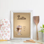 Quadro Decorativo Cozinha Café Latte 22x32cm Moldura Branca