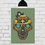 Placa Decorativa MDF Caveira Mexicana Pirata 30x40