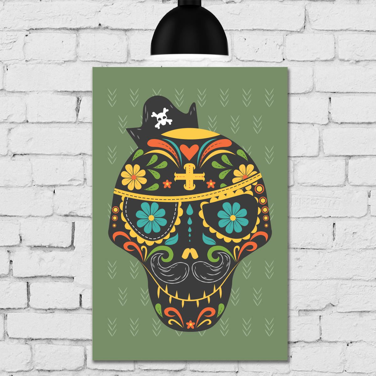 Placa Decorativa MDF Caveira Mexicana Pirata 30x40