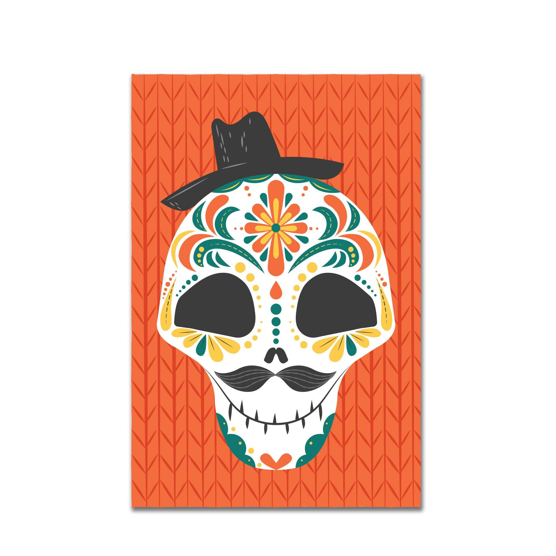 Placa Decorativa MDF Caveira Mexicana Com Chapéu 30x40