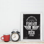 Quadro Decorativo com Moldura Branca Rock Forever 33x43cm