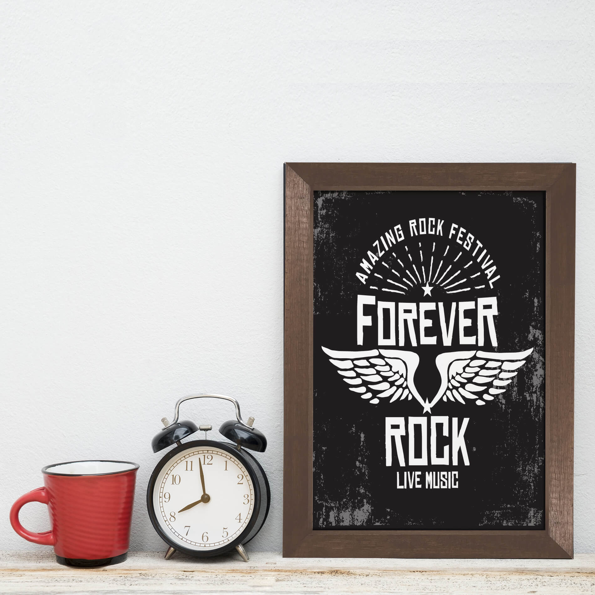 Quadro Decorativo com Moldura Marrom Rock Forever 22x32cm
