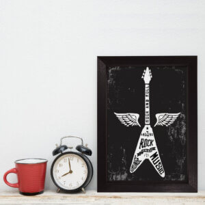 Quadro Decorativo com Moldura Preta Guitarra