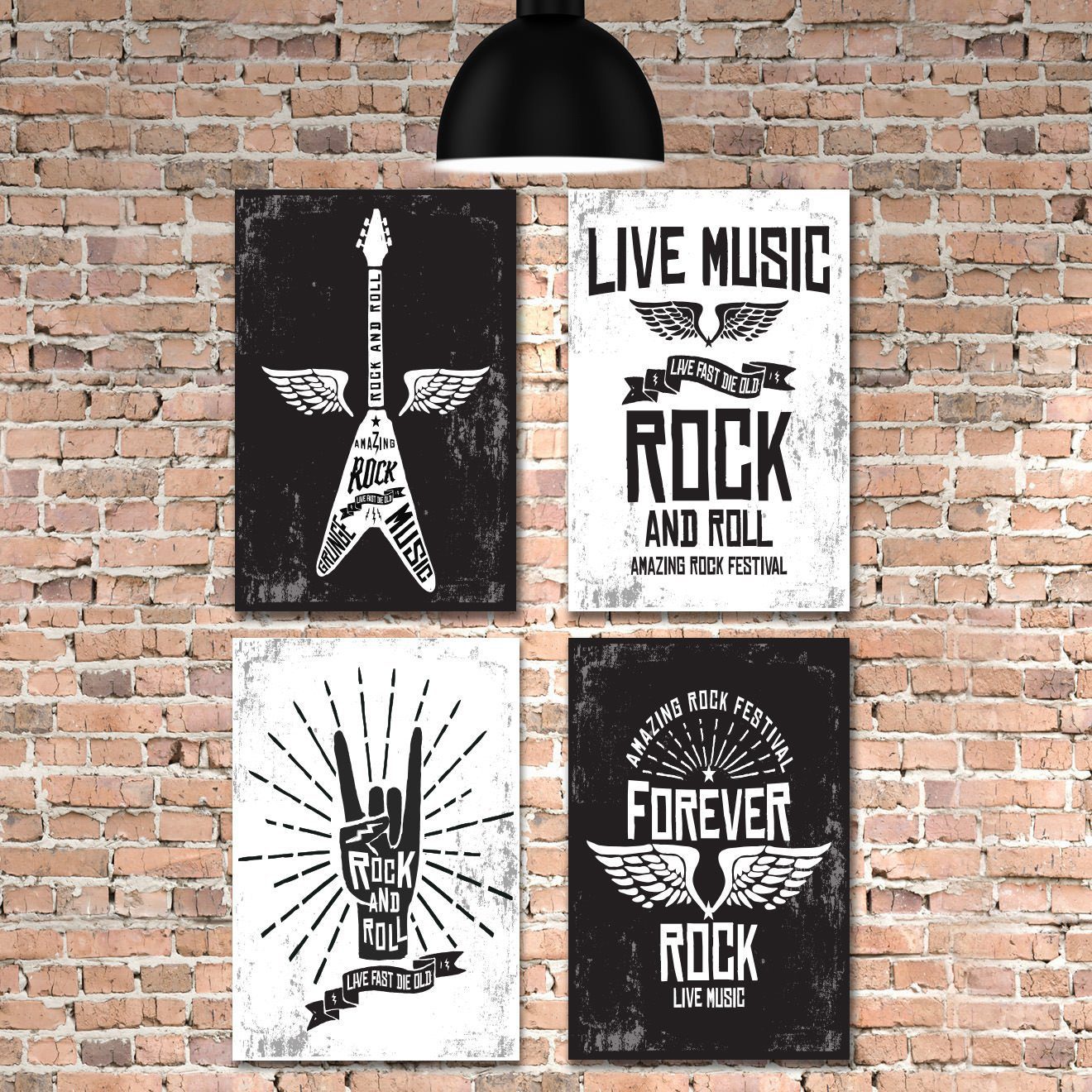 Kit Placa Decorativa MDF Rock e Musica