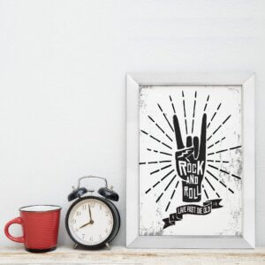 Quadro Decorativo com Moldura Branca Rock And Roll 22x32cm