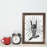 Quadro Decorativo com Moldura Marrom Rock And Roll 22x32cm