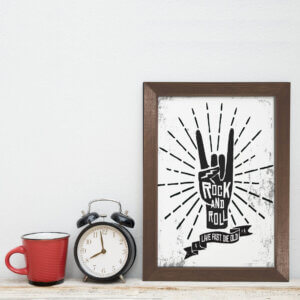 Quadro Decorativo com Moldura Marrom Rock And Roll 22x32cm