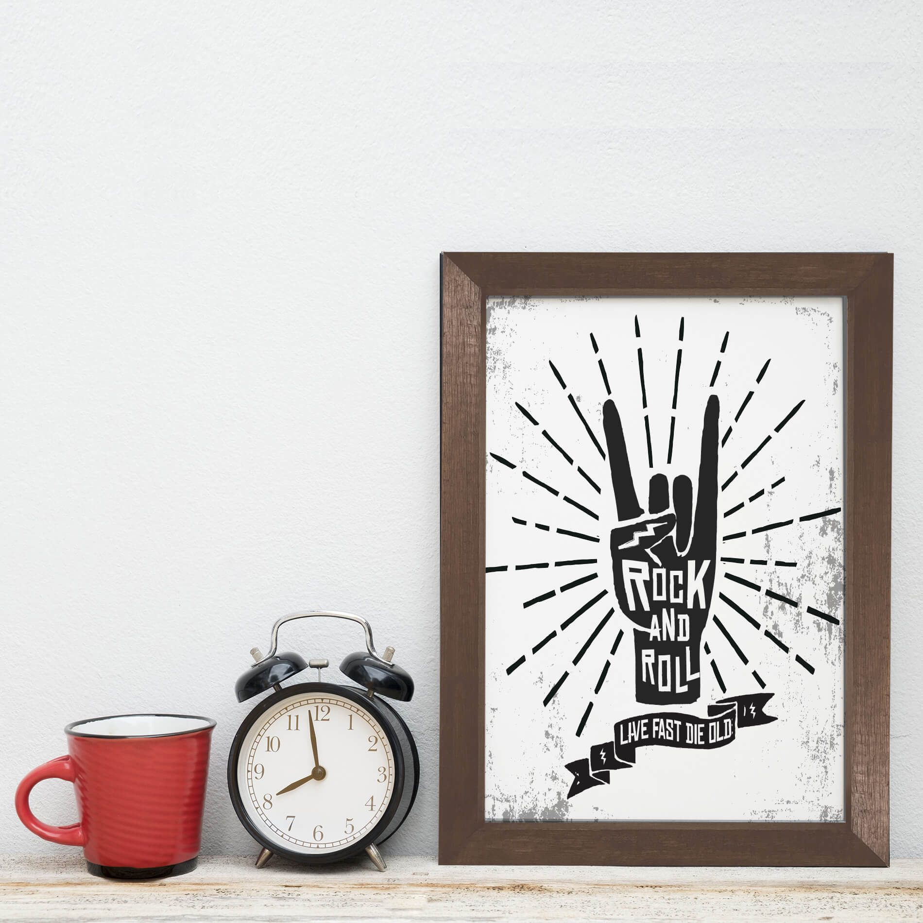 Quadro Decorativo com Moldura Marrom Rock And Roll 22x32cm