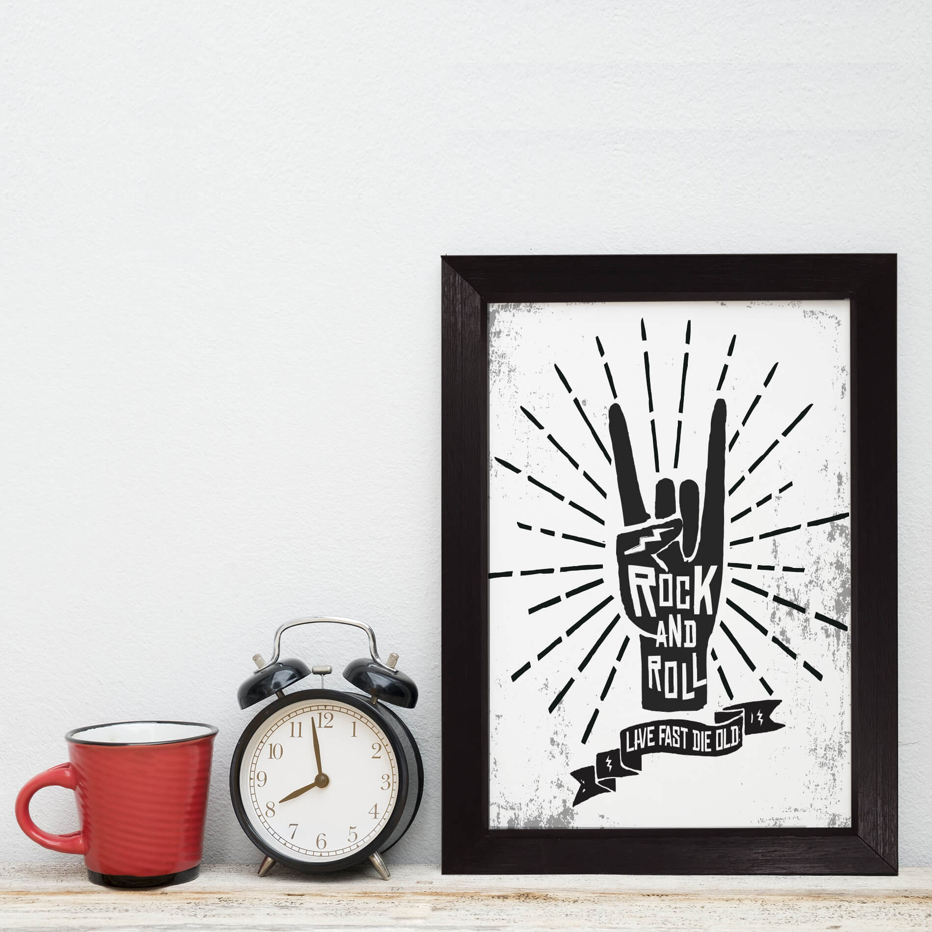 Quadro Decorativo com Moldura Preta Rock And Roll 22x32cm