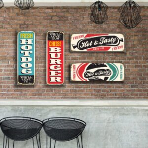Kit Placa Decorativa MDF Lanchonete Vintage