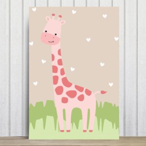 Placa Decorativa Infantil Safari Menina Girafa 30x40cm