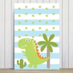 Placa Decorativa Infantil Dinossauro Baby 2 Verde 30x40cm