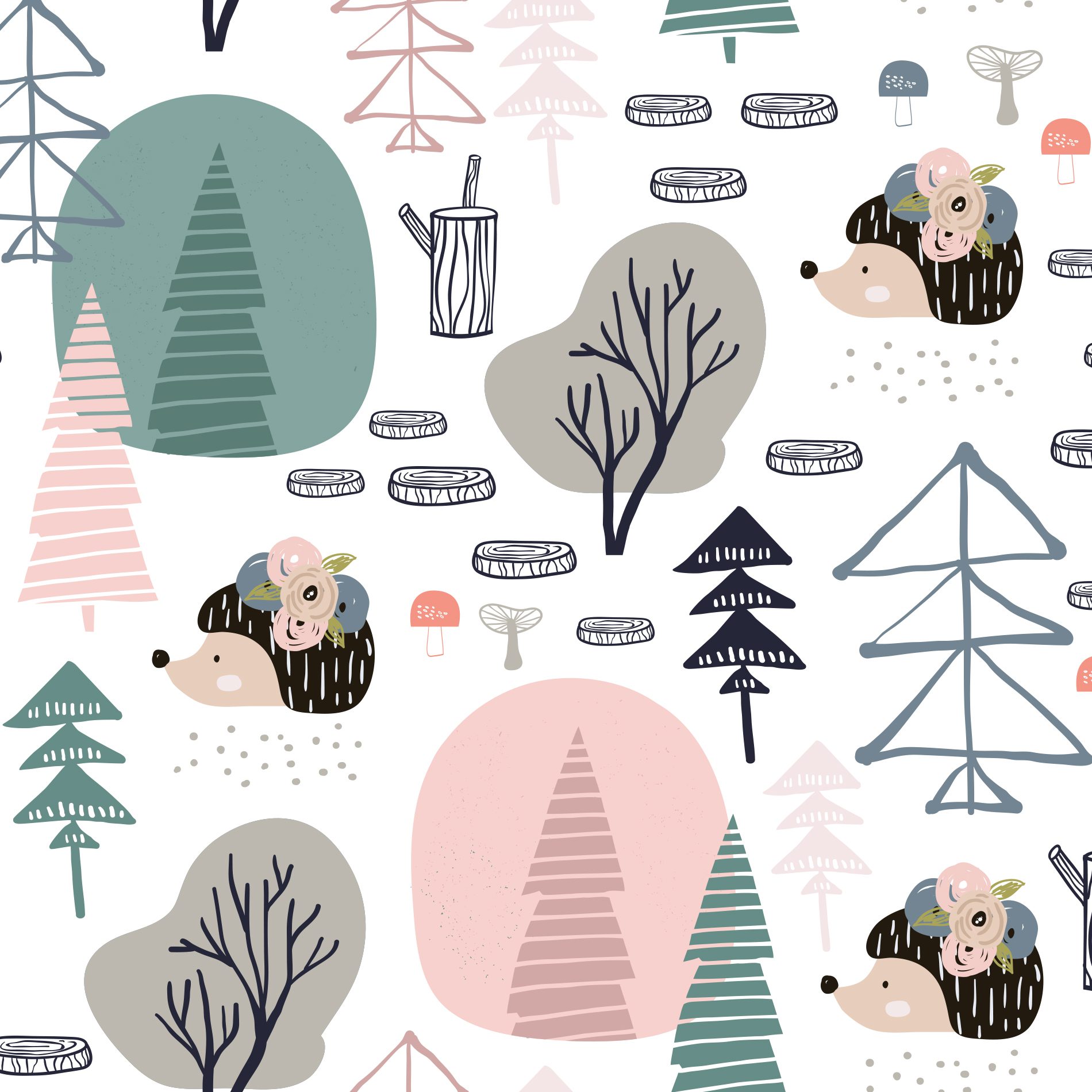 Papel de Parede Porco Espinho para Quarto de Menina