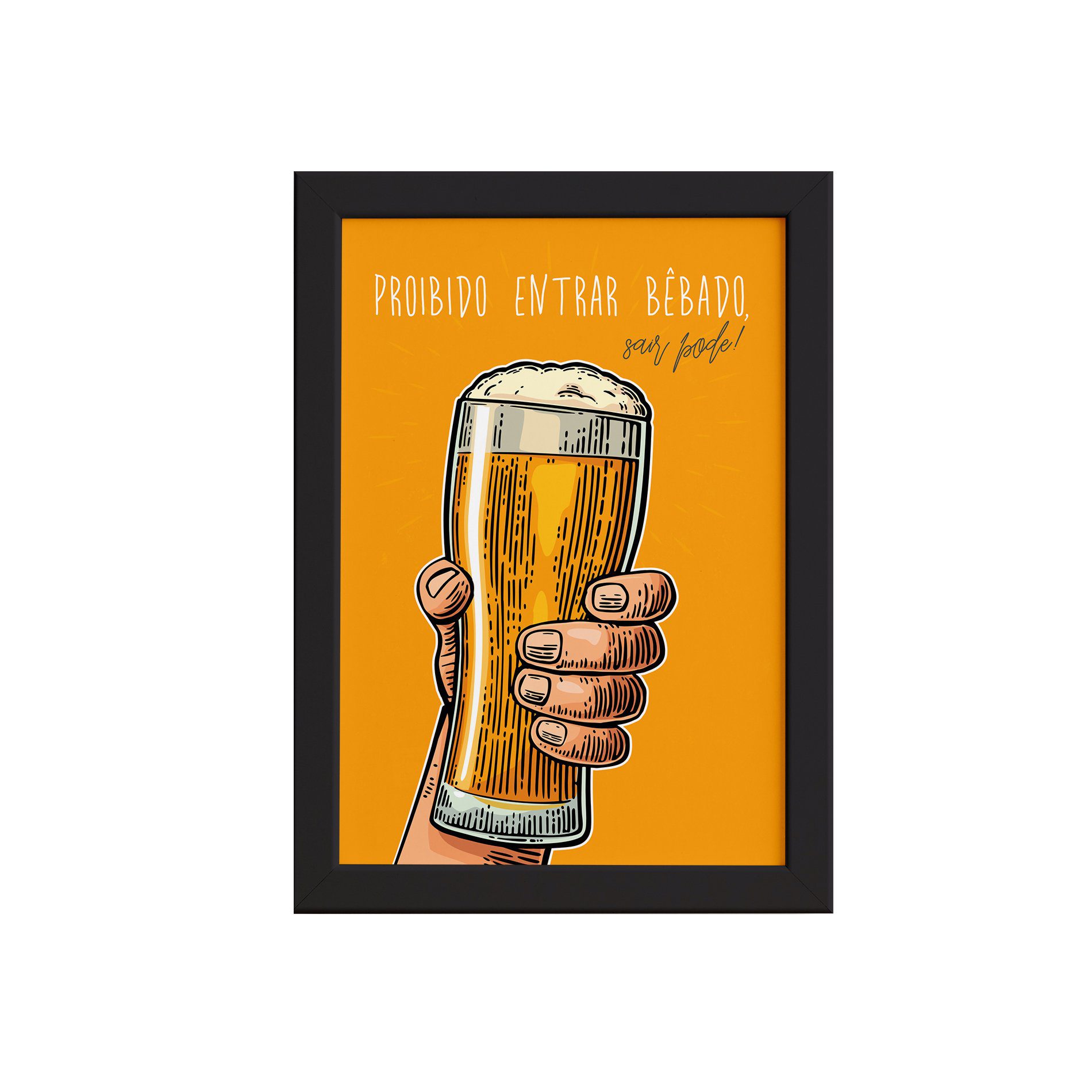 Quadro Frase Entrar Bêbado Moldura Preta