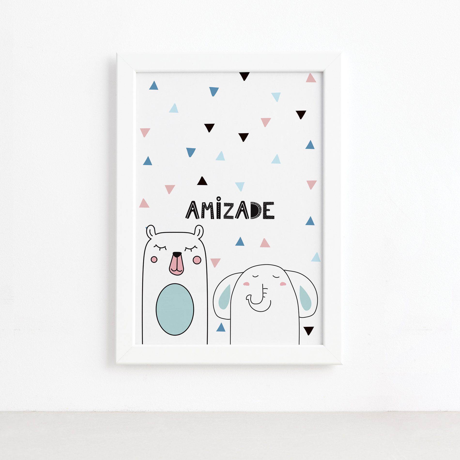 Quadro Quarto Bebê Animais Amigos Urso Mold Branca 22x32cm