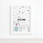 Quadro Quarto Bebê Animais Amigos Urso Mold Branca 33x43cm