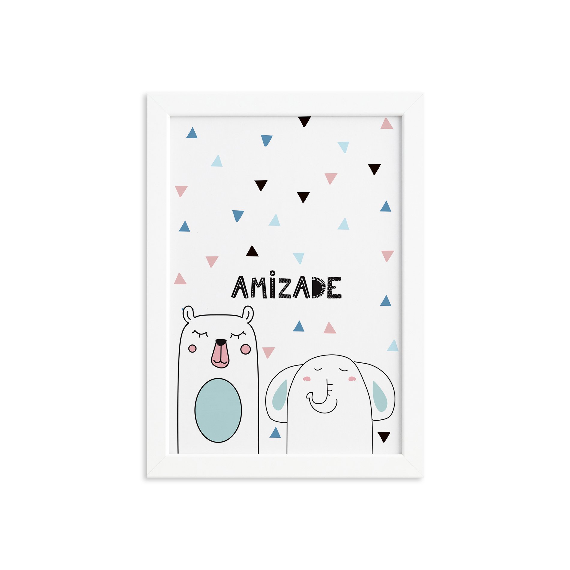 Quadro Quarto Bebê Animais Amigos Urso Mold Branca 22x32cm