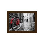 Quadro Itália Foto Bicicleta Moldura Marrom 22x32cm