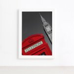Quadro Londres Big Ben Foto Telephone Moldura Branca 33x43cm