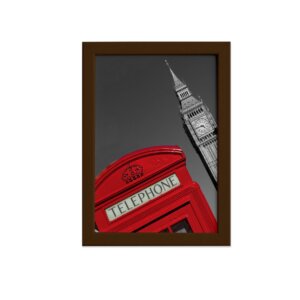 Quadro Londres Big Ben Foto Telephone Moldura Marrom