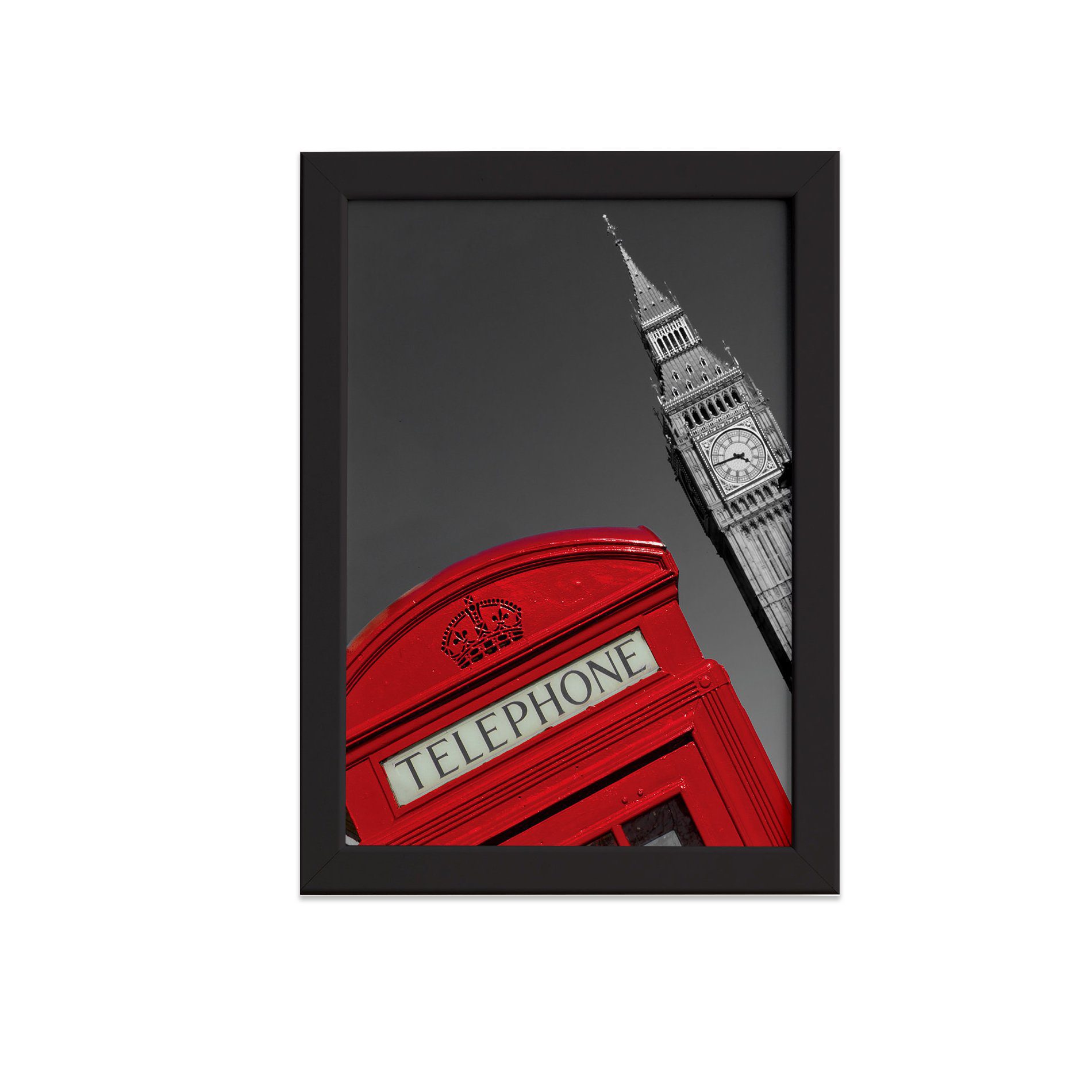 Quadro Londres Big Ben Foto Telephone Moldura Preta