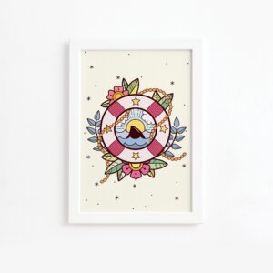 Quadro Vintage Marinha Bóia Moldura Branca