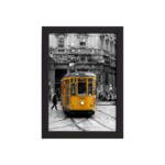 Quadro Itália Bonde Amarelo Moldura Preta 33x43cm
